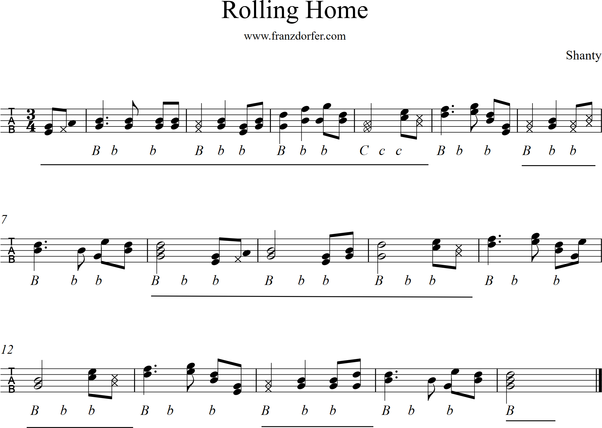 Noten für steirische Harmonika- Rolling Home